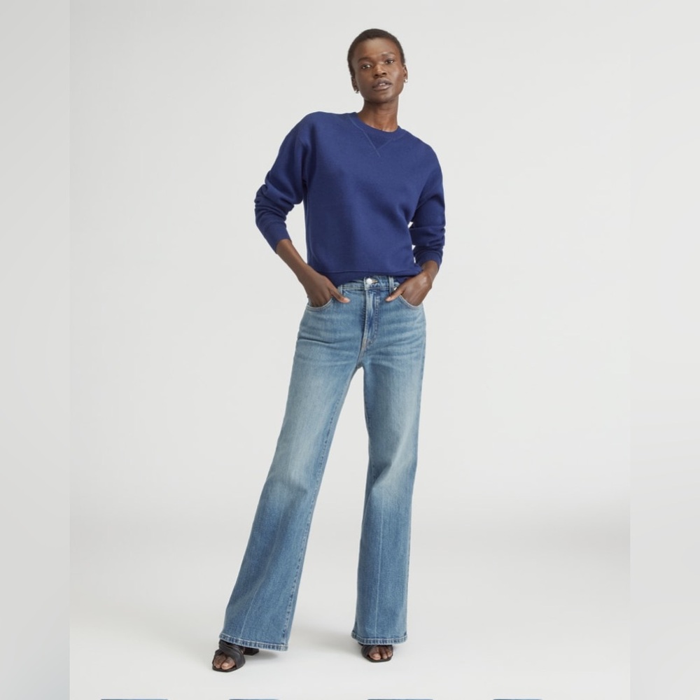 Everlane The High-Rise Flare Jean in bright indigo